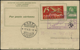 LET SUISSE - 1° Vols - 15/05/26, Chaux De Fond/Bâle, Ent. Postal Tsc Spécial "Le Locle" 10r. Vert + Cac. Spéciaux - Autres & Non Classés