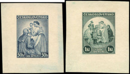 EPA TCHECOSLOVAQUIE - Poste - 303 (bleu) + 304 (vert), 2 épreuves D'artiste: Œuvres D'Enfance 1936, Horloge Astronomique - Autres & Non Classés