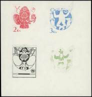 EPA TCHECOSLOVAQUIE - Poste - 1887/88, épreuve Quadruple Sur 1 Feuillet 4 Couleurs, Signature Et Contrôle Au Dos: UNICEF - Autres & Non Classés