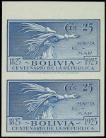 (*) BOLIVIE - Poste - 135, Paire Non Dentelée, Bdf (tirage 50): 25c. Condor Bleu - Bolivien