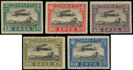 (*) CHINE - Poste Aérienne - 1/5, Complet 5 Valeurs: Avion, Grande Muraille - Other & Unclassified