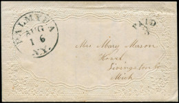 LET ETATS UNIS - Poste - Enveloppe "Valentine" (décor De Dentelle De Fleurs) "Palmyra 16 August" (1859) Avec Cachet 2 Li - Other & Unclassified