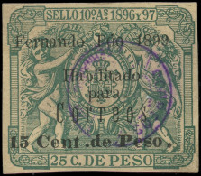 O FERNANDO PO - Poste - 59, 15c. Sur 25c. Vert-bleu - Fernando Po