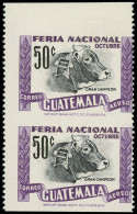 ** GUATEMALA - Poste Aérienne - 195, Paire Non Dentelée Horizontale, Bdf: 50c. Taureau - Guatemala