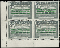 ** GUATEMALA - Poste Aérienne - 370, Bloc De 4 Double Surcharge Non émise En Vert (gomme Glacée): 4c. Chefs D'état - Guatemala