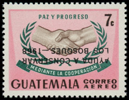 ** GUATEMALA - Poste Aérienne - 421, Surcharge Renversée (une Feuille De 50 Connue): 2c. Protection De La Foret - Guatemala