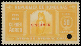 ** HONDURAS - Poste Aérienne - 77, Surcharge Spécimen Rouge + Perforation De Contrôle: Chat Huant - Honduras