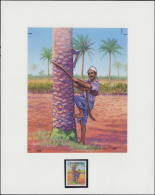 MAQ LIBYE - Poste - 1442, Maquette Originale (145x180), Signée: Cueillette Des Noix De Palmiers - Unique - - Libya