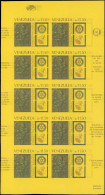 ** VENEZUELA - Poste - 1385, Feuillet De 10, Non Dentelé Papier Jaune (non émis) + Double Impression Du Noir: 11.50b Rot - Venezuela