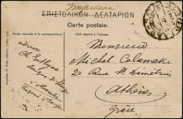 LET Jeux Olympiques - Poste - Turquie (1906), Cp Oblitérée Départ Monastir Pour Athènes Avec Cachet Spécial à L'arrivée  - Andere & Zonder Classificatie