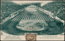LET Jeux Olympiques - Poste - Grèce, Cp Jeux Olympiques 1906 "exercices Scolaires", Avec Cachet Spécial "Stadion 9/4/06" - Other & Unclassified