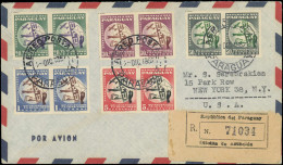LET U.P.U - Poste - Paraguay, Michel 656/60 U, 5 Paires Non Dentelées Sur Enveloppe Recommandée 3/12/52 (tirage 100 Séri - U.P.U.