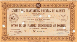 Indochine - Sté Des Plantations D'hévéas De Caukhoi - Action De 10 Piastres Indochinoises / 1948 - Asie