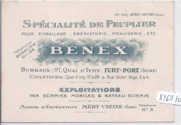 IVRY-PORT- BUREAUX ETS BENEX- EXPLOITATION DE PEUPLIERS- MAISON D EXPEDITION A MERY-SUR-SEINE- AUBE- CARTE COMMERCIALE - Ivry Sur Seine