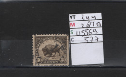 PRIX FIXE Obl 244 YT 281A MIC US569 SCOT US577 GIB  Bison   1922 1925Etats Unis 58/08 Dentelé 3 Cotés - Used Stamps