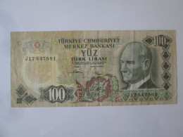Turkey 100 Lirasi 1976-1987 Banknote Taped See Pictures - Turkey