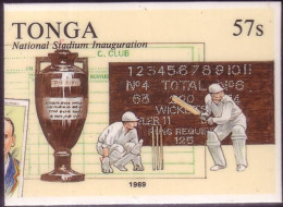 Tonga Cromalin Proof 1989 Cricket - World Cup Cricket - Batter Wears Helmet To Protect Head - Tonga (1970-...)