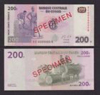 CONGO DR  -  2013 200 Francs Specimen UNC  Banknote - République Démocratique Du Congo & Zaïre