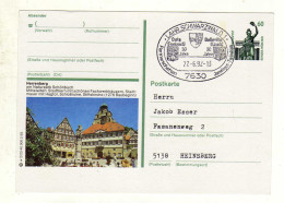 Carte ALLEMAGNE DEUTSCHE BUNDESPOST Oblitération 7630 LAHR SCHWARZWALD 1 27/06/1992 - Cartoline Illustrate - Usati