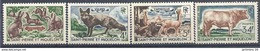 1964 SAINT PIERRE MIQUELON 372-75* Animaux, Lapin, Renard, Chevreuil, Boeuf, Charnière Légère - Unused Stamps