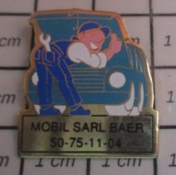 1517 Pin's Pins / Beau Et Rare / CARBURANTS / MOBIL SARL BAER MECANICIEN AUTOMOBILE - Fuels