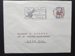 Coq De Decaris 1331 Sur Lettre, Paris XVI Rue Singer Le 29/10/1964 - 1962-1965 Cock Of Decaris