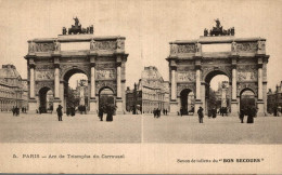 Carte Postale Vue Stéréoscopique Julien Damoy Paris Arc De Triomphe Du Carrousel (savon De Toilette Du Bon Secours) - Cartoline Stereoscopiche