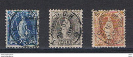 SVIZZERA:  1882/04  HELVETIA  VERTICALE  -  3  VAL. US. -  YV/TELL. 73 + 75 + 80 - Gebraucht