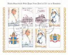 1999 Romania Pope John Paul Ii Visit Great Humanists #5410-13,used M/s - Used Stamps