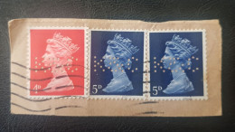 GB England Used Perfins Stamps On Paper - Perforadas