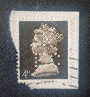 GB England Perfin Stamp On Paper - Gezähnt (perforiert)