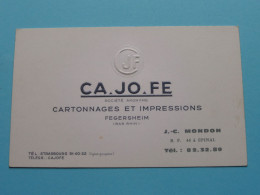 CA.JO.FE Cartonnages Et Impressions > FEGERSHEIM (Bas-Rhin) J.C. MONDON ( Zie / Voir SCAN ) La FRANCE ! - Visitekaartjes