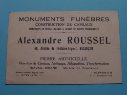 Monuments Funèbres " Alexandre ROUSSEL " à Besançon ( Zie / Voir SCAN ) La FRANCE ! - Visiting Cards