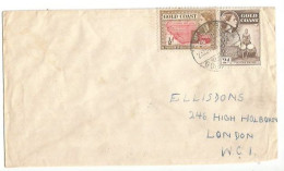 Gold Coast CV Winneba 23aug1956 X UK With QE2 Regular Issues D.2 + D.0.5 - Gold Coast (...-1957)