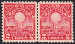 !a! USA Sc# 0655 MNH Horiz.PAIR (a2) - Electric Lights Golden Jubilee - Unused Stamps