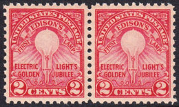 !a! USA Sc# 0655 MNH Horiz.PAIR (a2) - Electric Lights Golden Jubilee - Neufs