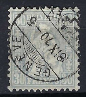 SUISSE Ca.1867-78:  LE ZNr. 41, TB Obl. CAD "GENEVE" (GE), Nuance Gris-bleu Clair - Usados