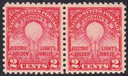 !a! USA Sc# 0655 MNH Horiz.PAIR (a3) - Electric Lights Golden Jubilee - Unused Stamps