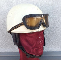 Casco Da Motociclista Originale Cromwell Anni '60 Con Occhiali Molto Raro Taglia XL - Motorfietsen