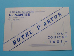 Hotel D'ARVOR à NANTES 44 ( Zie / Voir SCAN ) La FRANCE ! - Visitenkarten
