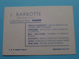 J. BARBOTTE (Représentant) > NANCY Rue François-Pateu 3 ( Zie / Voir SCAN ) La FRANCE ! - Visitenkarten