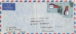 Kenya Uganda Tanzania Air Mail Cover Sent To Denmark 1975 (the Cover Is Bended) - Kenya, Uganda & Tanzania