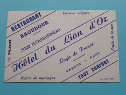 Restaurant BAOUDOUR à PLOUGUERNEAU - Hotel Du LION D'OR ( Zie / Voir SCAN ) La FRANCE ! - Cartes De Visite
