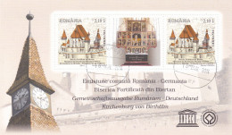 2011 - Romania  - Biertan Fortress-church - UNESCO Legacy - Souvenir Sheet Of 2 Stamps And Central Label,used - Usati