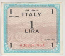 Italy Allied Military Currency. Banconota Da 1 Lira Occupazione Alleata  1943 - Geallieerde Bezetting Tweede Wereldoorlog