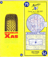 Carte Michelin N°75 -  BORDEAUX - TULLE (1970) - Cartes Routières