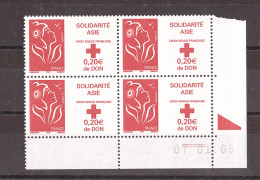 France - 2005 - Coin Daté 07.01.05 Du N° 3745 - Neuf ** - Marianne De Lamouche - Solidarité Asie - Croix-Rouge - 2000-2009