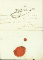 Bourgogne Marque Postale Linéaire Bar S Seine Bar-sur-Seine 1769/1789 Taxe Manuscrite 6 Pour Paris Lenain N°1 - 1701-1800: Vorläufer XVIII