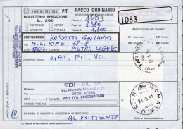 Italia (1991) - Bollettino Pacchi Da Roma Per Finale Ligure (materiale Filatelico) - Pacchi Postali