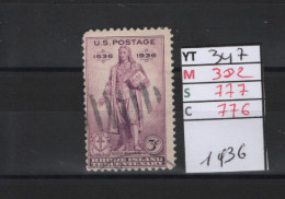 PRIX FIXE Obl 347 YT 382 MIC 777 SCO 776 GIB Roger Williams 1936 Etats Unis 58A/01 - Used Stamps